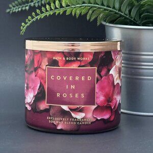 BBW Covered In Roses Bath & Body Works 3 Wick Candle